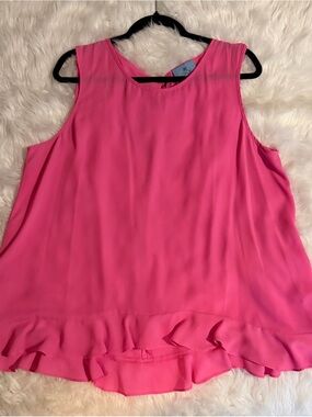 CeCe Hot Pink Ruffle-Hem Sleeveless Camisole